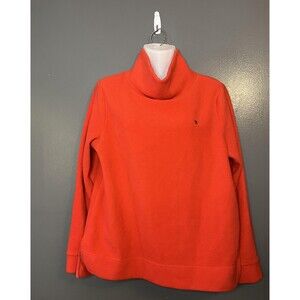 Tommy Hilfiger Sweater Womens Medium Red Fleece Cowl Neck Pullover Flag Logo